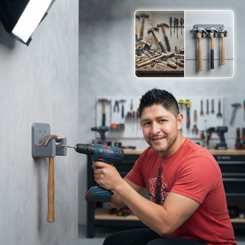 Wall Mounted Hammer Holder | Quick Access in Seconds — Durable Single-Tool Storage